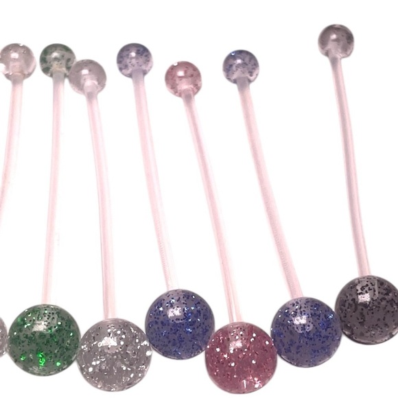 9 Body Jewelry Belly Button Flexible Colorful Variety Red Blue Green Sparkle - Picture 3 of 7